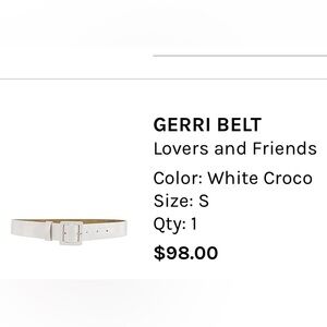 Lovers + friends Gerri belt white Croc womens SMALL